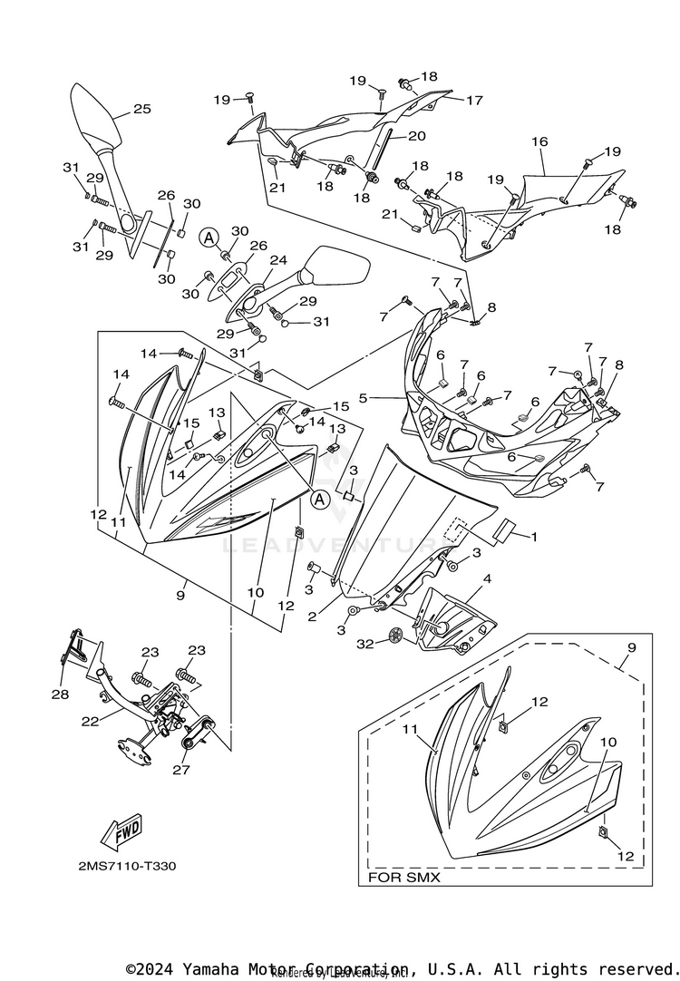 Windshield YZFR3 - YZFR3JB - 2018 Schematic