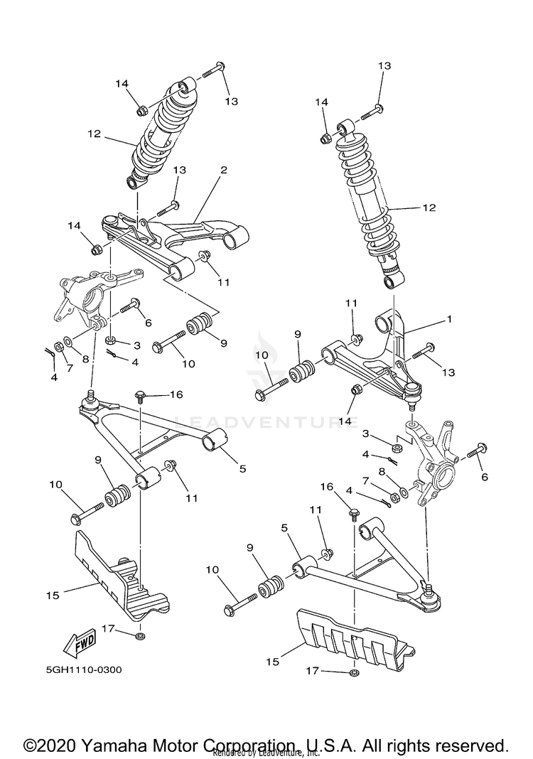 Front Suspension Wheel KODIAK 4WD HUNTER - YFM400FAHN - 2001 Schematic