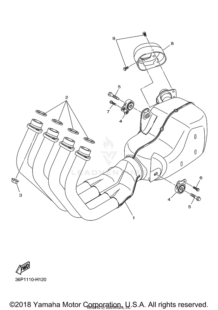 Exhaust FZ6R - FZ6RDCL - 2013 Schematic