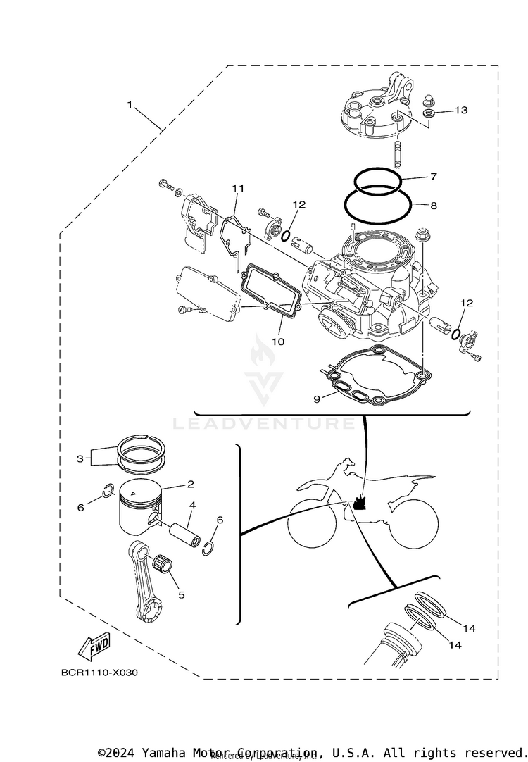 4 Piston Rebuilt Kit Schematic