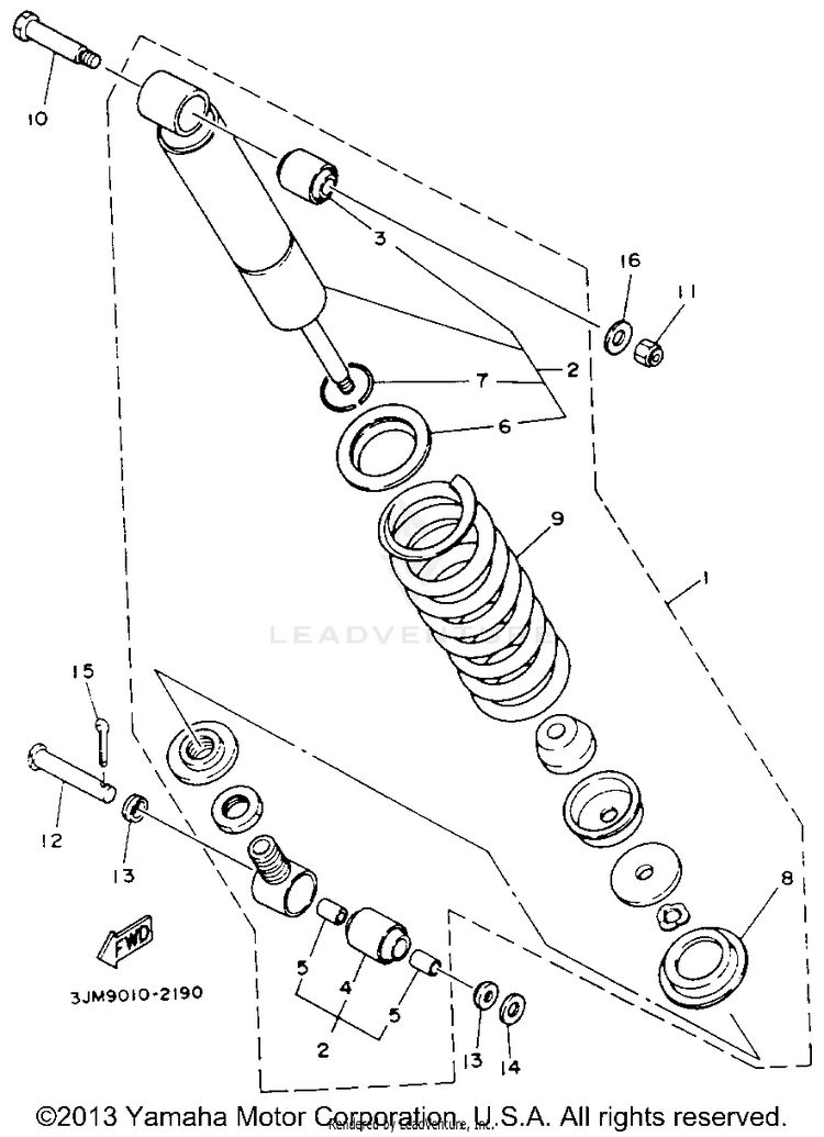 Rear Shocks BLASTER - YFS200E - 1993 Schematic