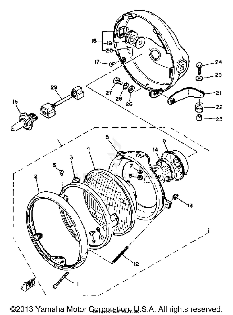 Headlight XS1100SH - 1981 Schematic