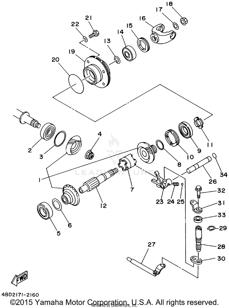 Middle Drive Gear BEAR TRACKER 2WD_REALTREE - YFM250XHP - 2002 Schematic