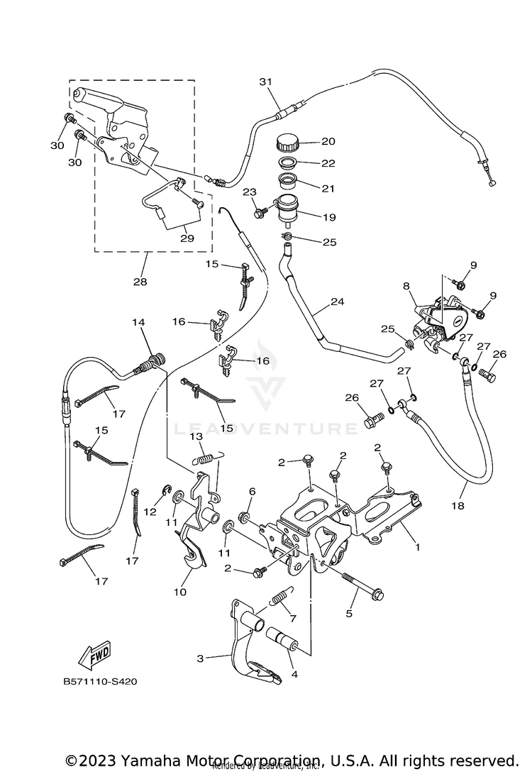Pedal Wire YXZ1000R EPS SS SE - YXZ10YESJL - 2018 Schematic