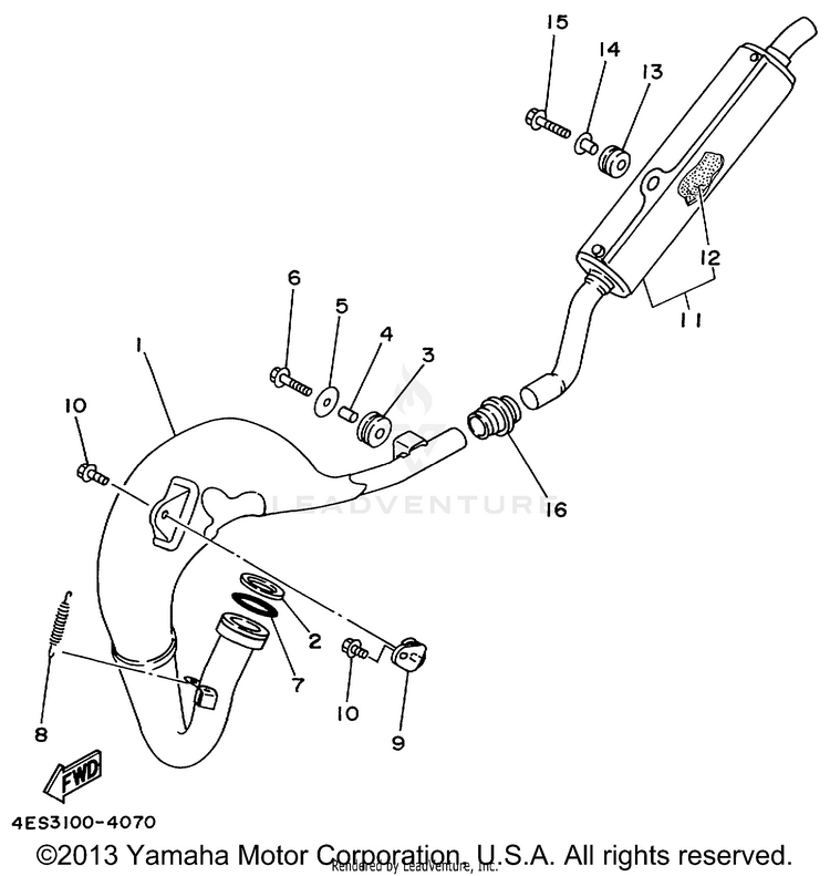 Exhaust YZ80 - YZ80L - 1999 Schematic