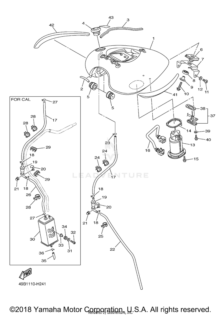 Fuel Tank V STAR 950 - XVS95YCB - 2009 Schematic