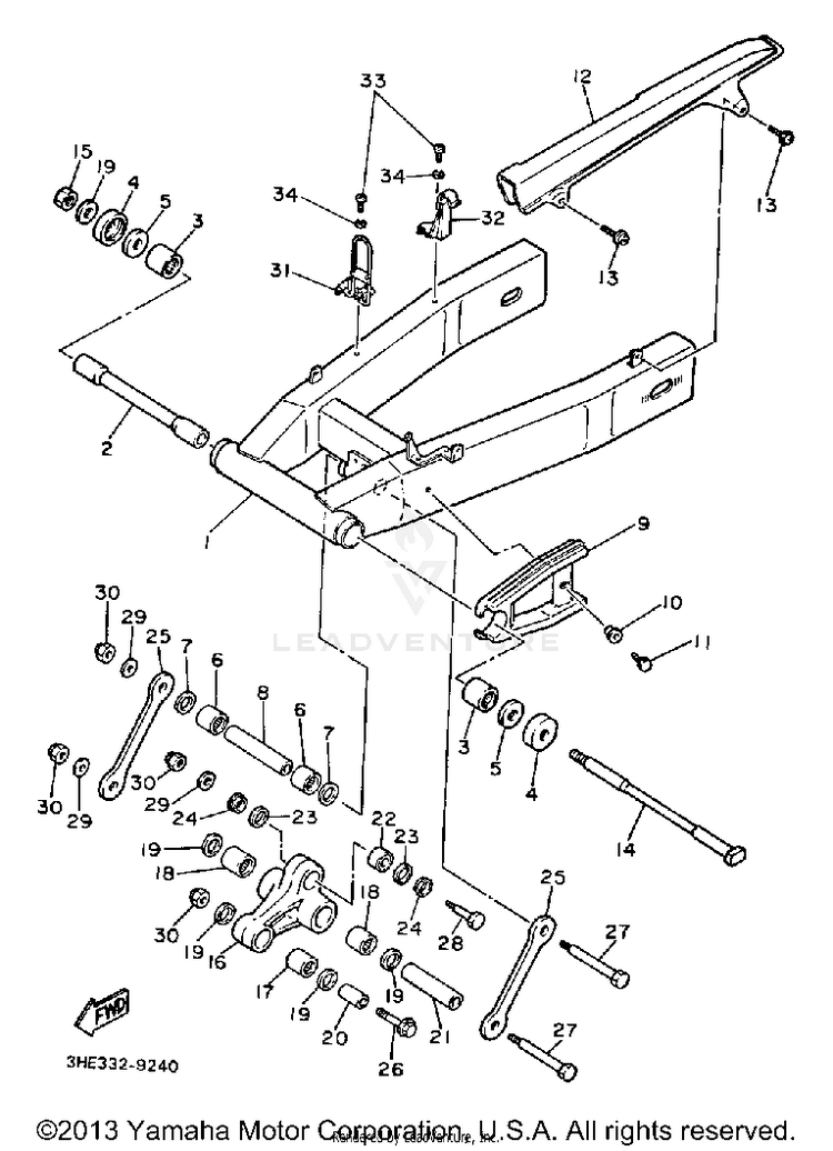 Swing Arm FZR600AC - 1990 Schematic