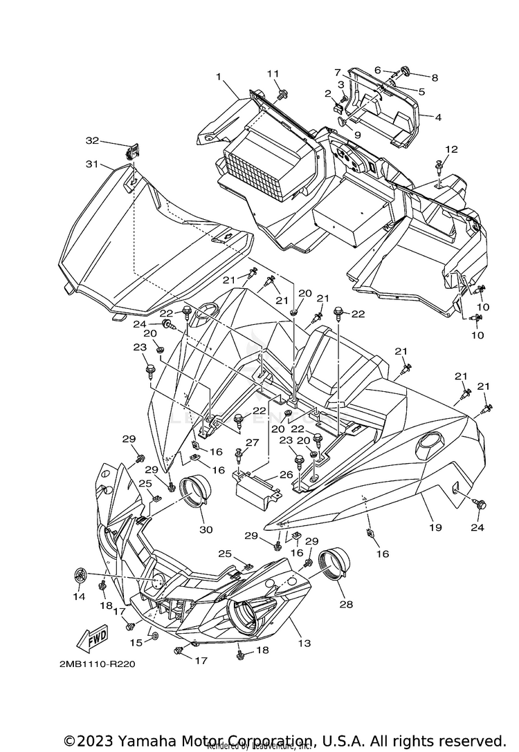 Front Fender WOLVERINE - YXE70WDBHG - 2017 Schematic