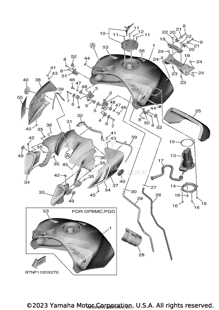 Fuel Tank MT09 - MT09NCB - 2022 Schematic