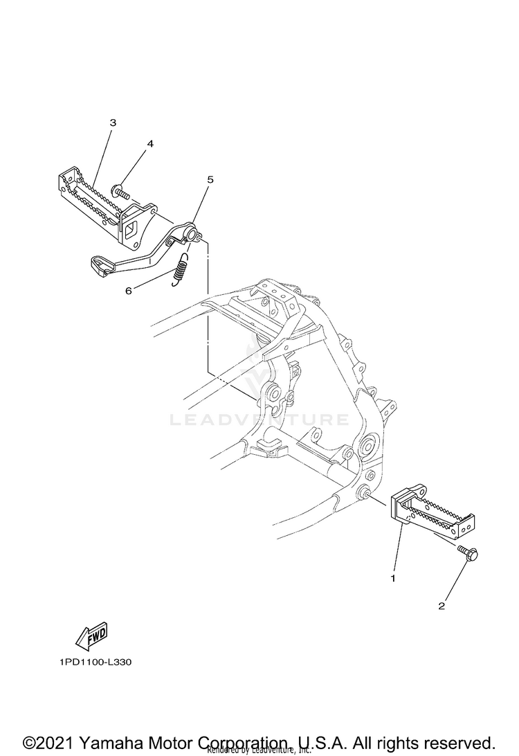 Stand Footrest YFZ450 - YFZ45BB - 2012 Schematic