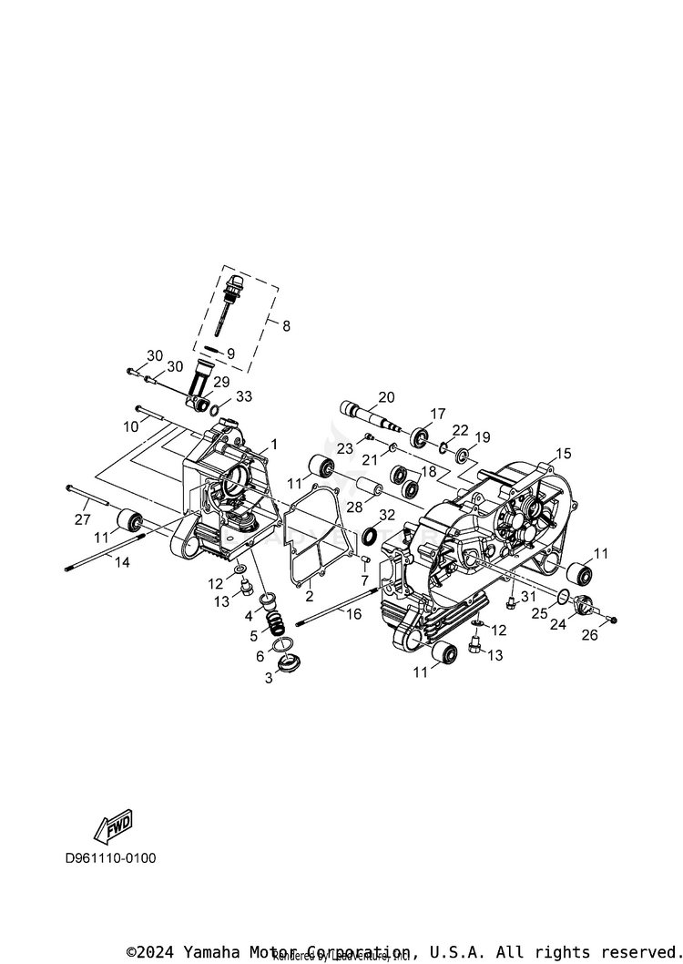 Crankcase GRIZZLY 110 - YFM01GYXTG - 2026 Schematic