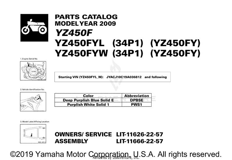 1 Title Page YZ450F - YZ450FYL - 2009 Schematic