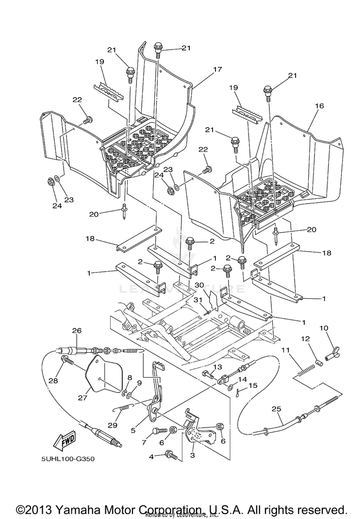 Stand Footrest GRIZZLY 350 4WD (BLACK METALLIC J) - YFM35FGYB - 2009 Schematic
