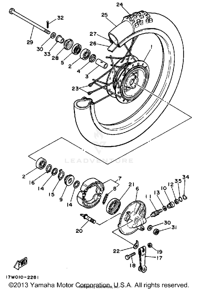 Front Wheel DT50L - 1988 Schematic