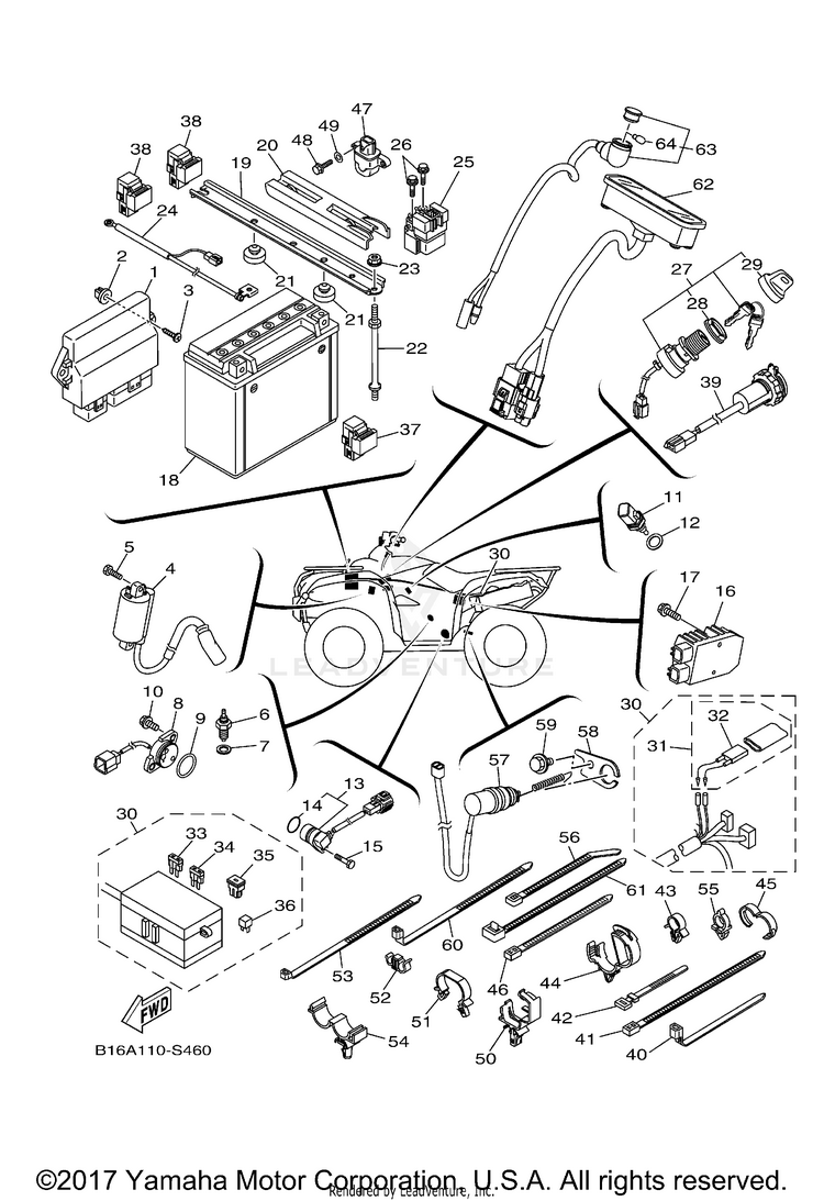 Electrical 1 KODIAK 700 4WD HUNTER - YFM70KDHJH - 2018 Schematic
