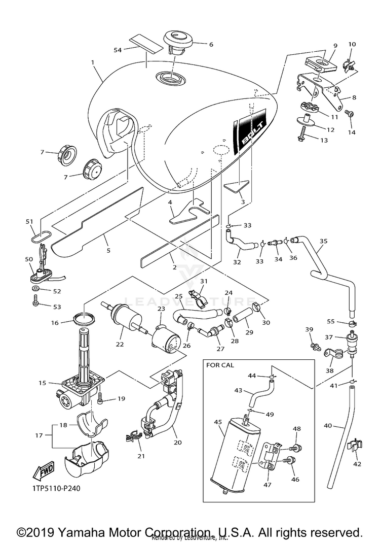 Fuel Tank BOLT - XVS95CFCL - 2015 Schematic