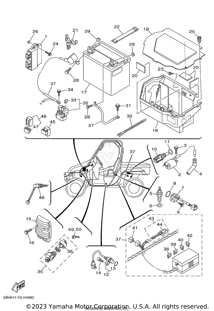 Electrical 1 RHINO 700 SPORT - YXR7FSPA - 2011 Schematic