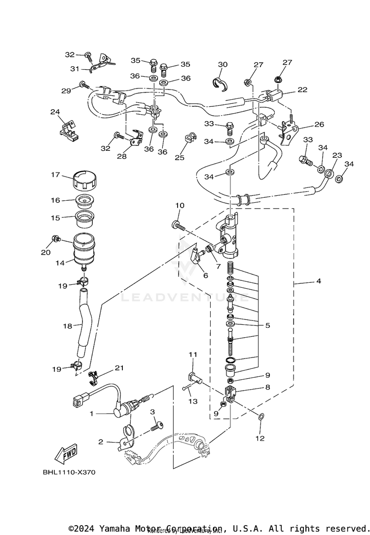 Rear Master Cylinder TENERE 700 - XTZ7NB - 2022 Schematic