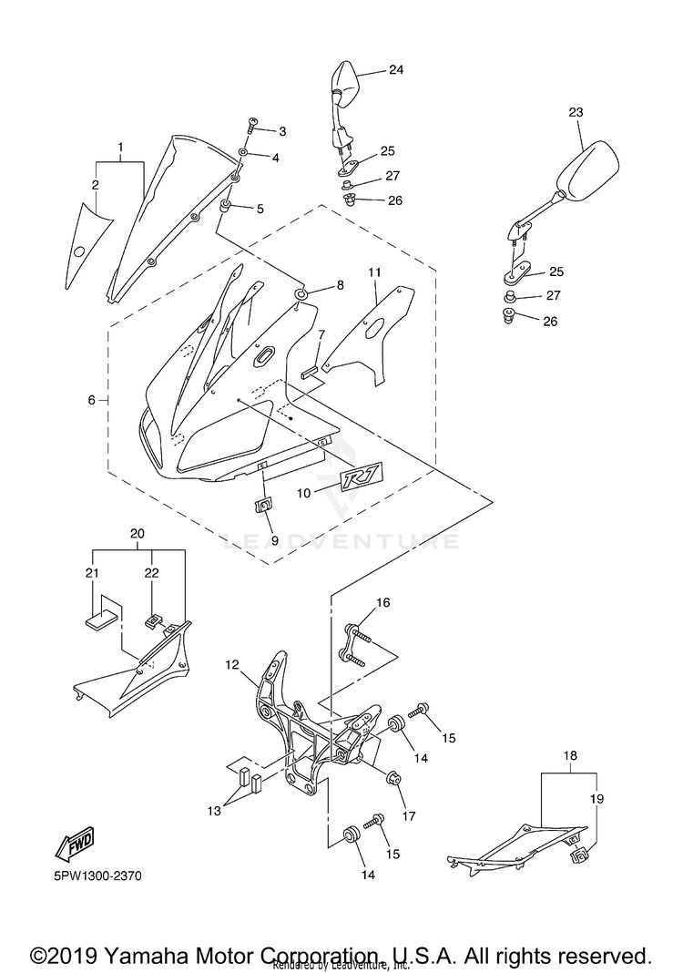Cowling 1 R1 - YZFR1RC - 2003 Schematic