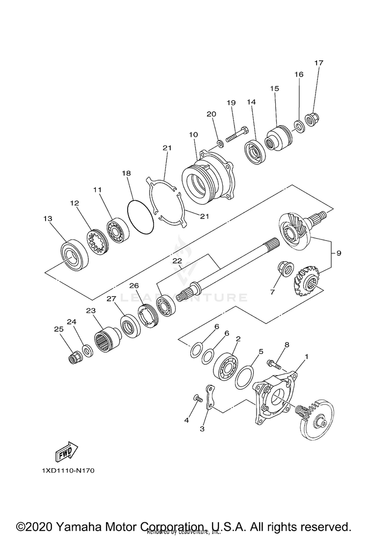 Middle Drive Gear VIKING EPS - YXM70VPALG - 2020 Schematic