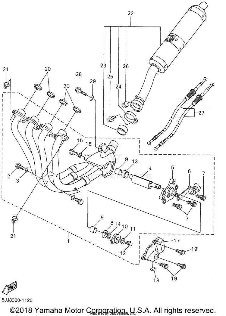 Exhaust YZFR1 - YZFR1NC - 2001 Schematic