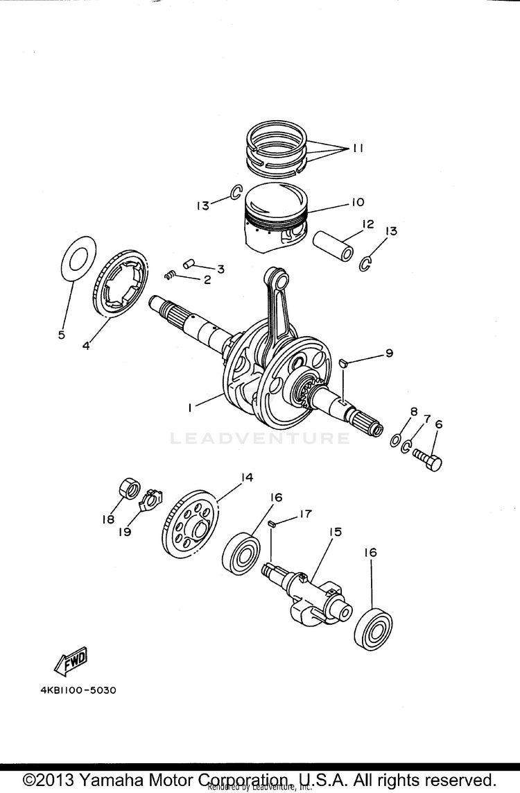 Crankshaft Piston WOLVERINE 4WD - YFM350FXH_ - 1996 Schematic