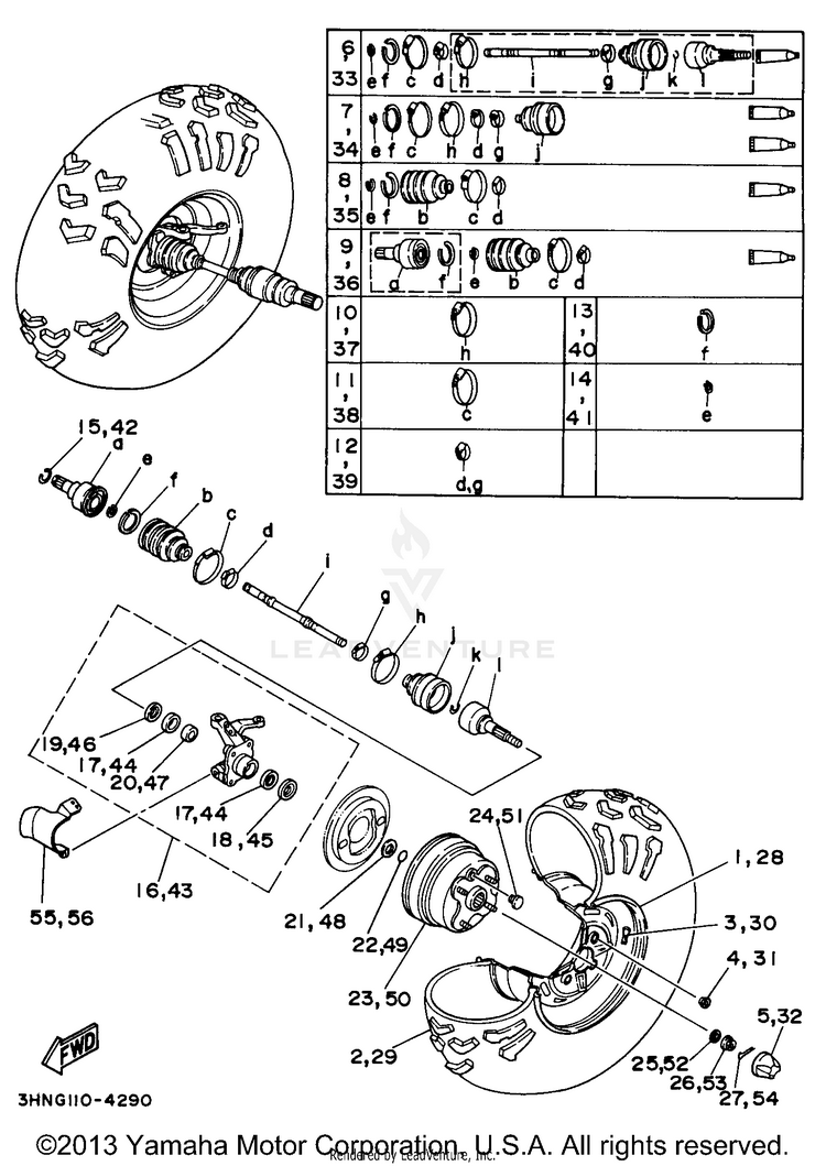 Front Wheel KODIAK 4WD - YFM400FWH - 1996 Schematic