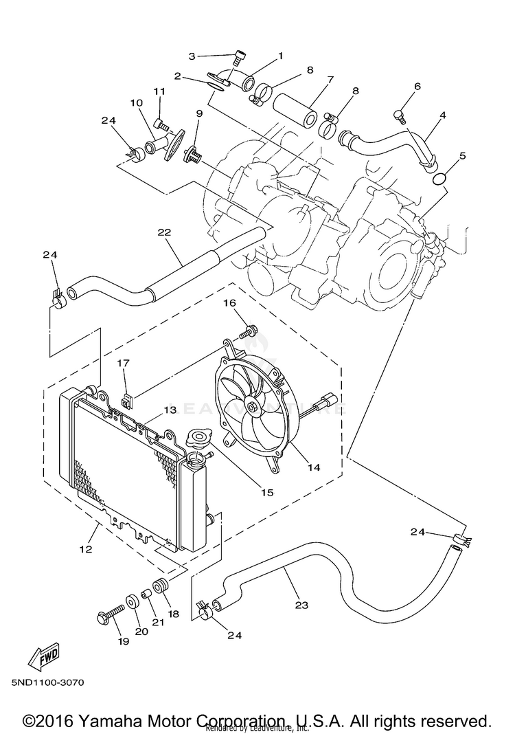 Radiator Hose KODIAK 450 4WD - YFM45FAT - 2005 Schematic