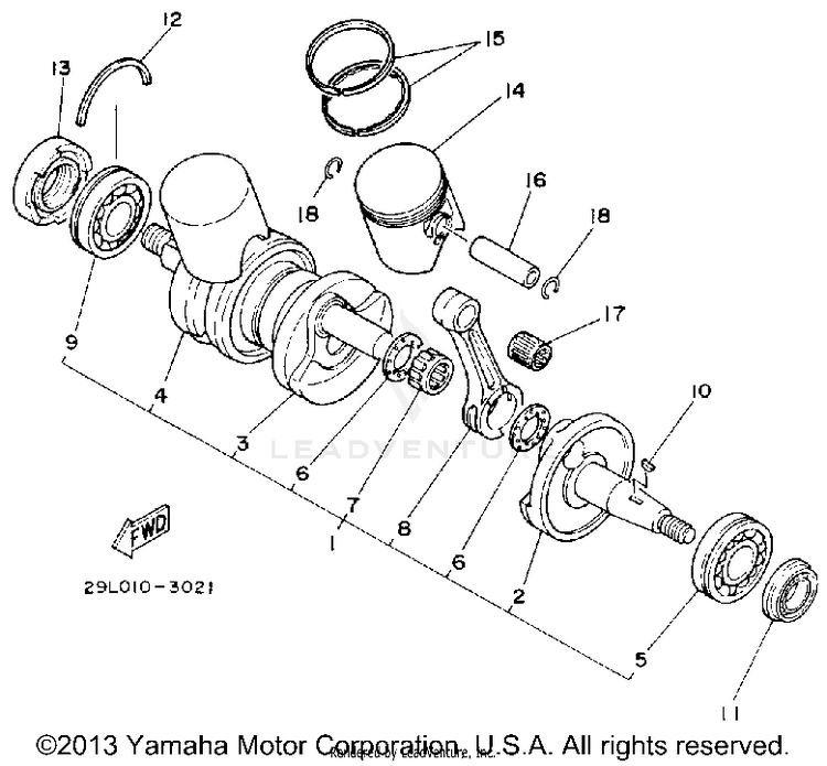 Crankshaft-Piston BANSHEE - YFZ350D - 1992 Schematic