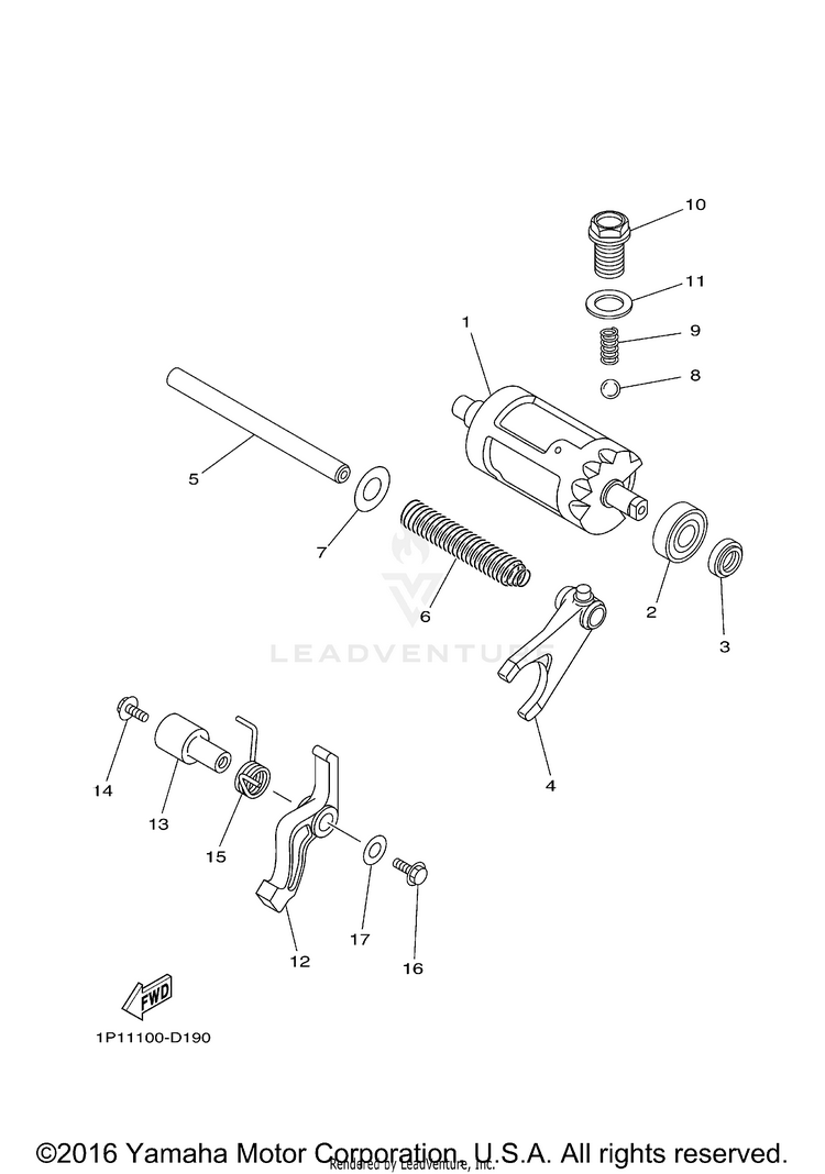 Shift Cam Fork GRIZZLY 400 4WD - YFM4FGX - 2008 Schematic