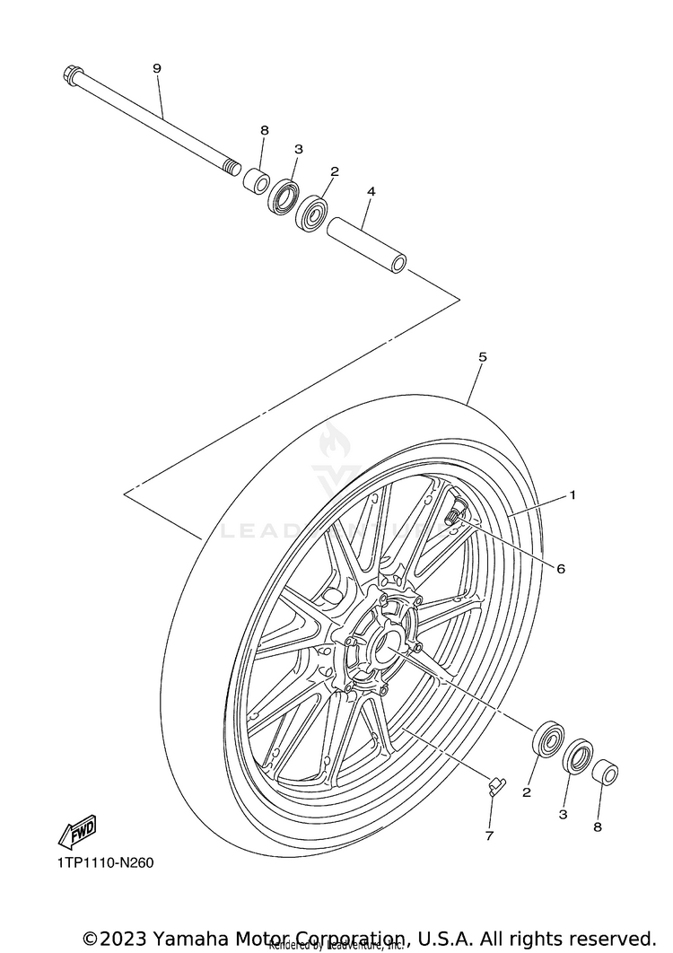 Front Wheel BOLT R SPEC CA - XVS95CFCB - 2015 Schematic