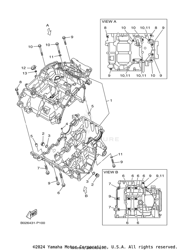 Crankcase R3 - YZFR3HB - 2017 Schematic