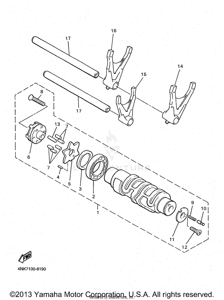 Shift Cam  Shift Fork Schematic
