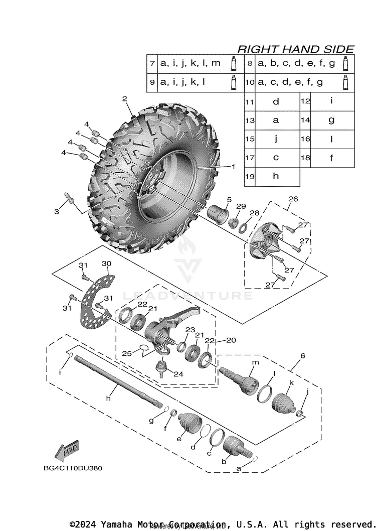 Front Wheel 2 WOLVERINE X2 R-SPEC - YXE85WPALW - 2020 Schematic