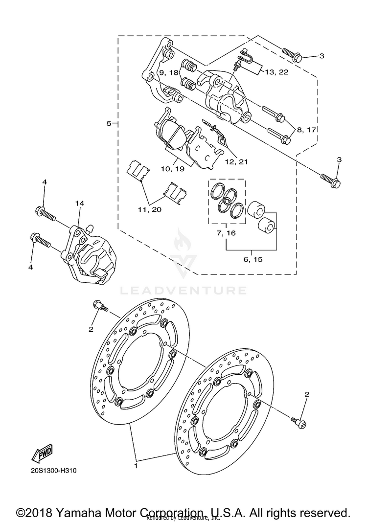 Front Brake Caliper FZ6R - FZ6RYCW - 2009 Schematic
