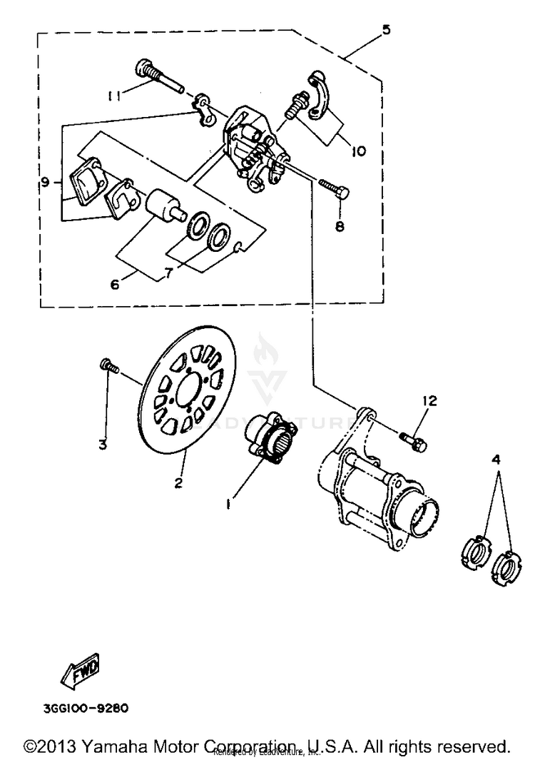 Rear Brake Caliper BANSHEE - YFZ350G_MN - 1995 Schematic