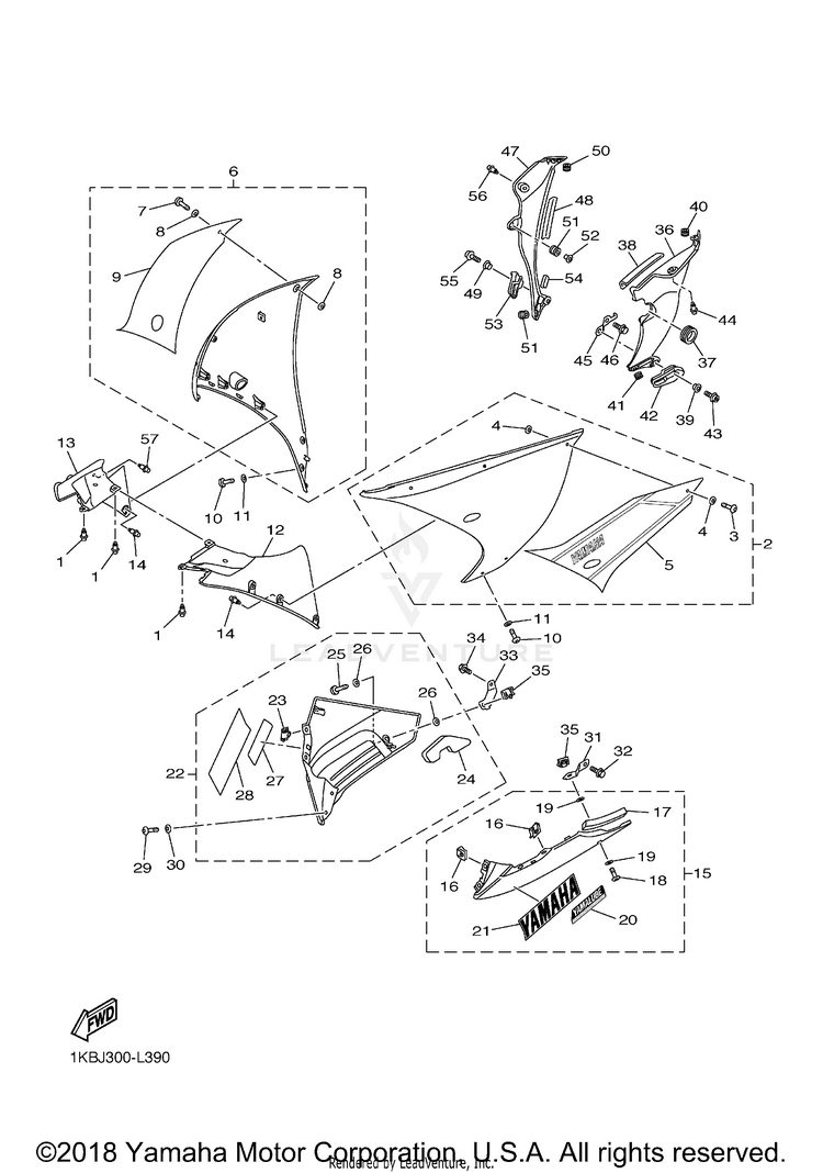 Cowling 2 YZFR1 WORLD GP 50TH - YZFR1BCGP - 2012 Schematic