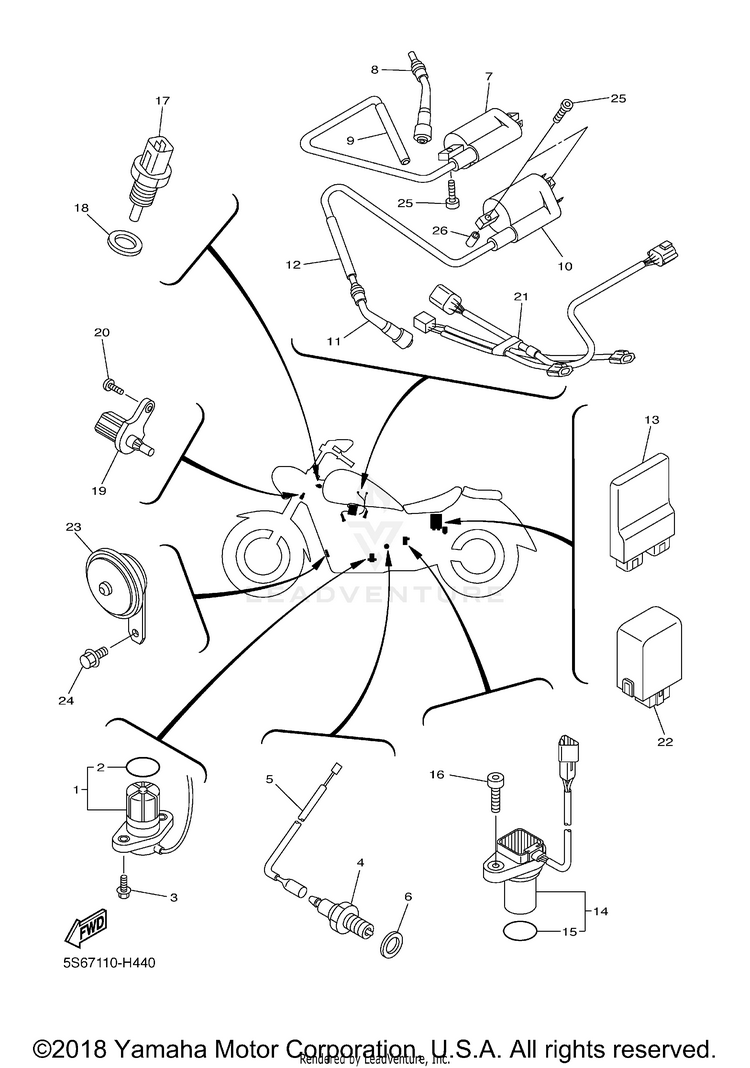 Electrical 1 V STAR 1300 - XVS13AYCB - 2009 Schematic