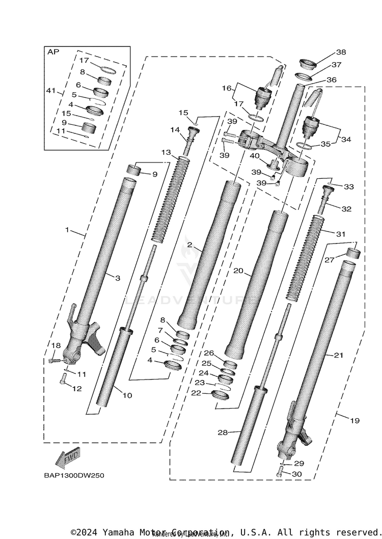 Front Fork TRACER 9 GT - MTT9GTMCR - 2021 Schematic