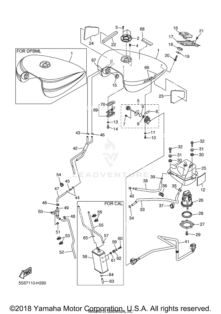 Fuel Tank V STAR 1300 TOURER - XVS13CTYCL - 2009 Schematic