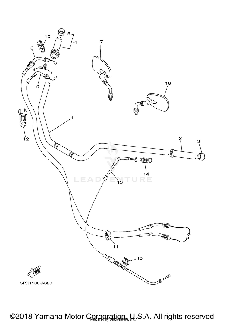 Steering Handle Cable ROAD STAR WARRIOR - XV1700PCRC - 2003 Schematic