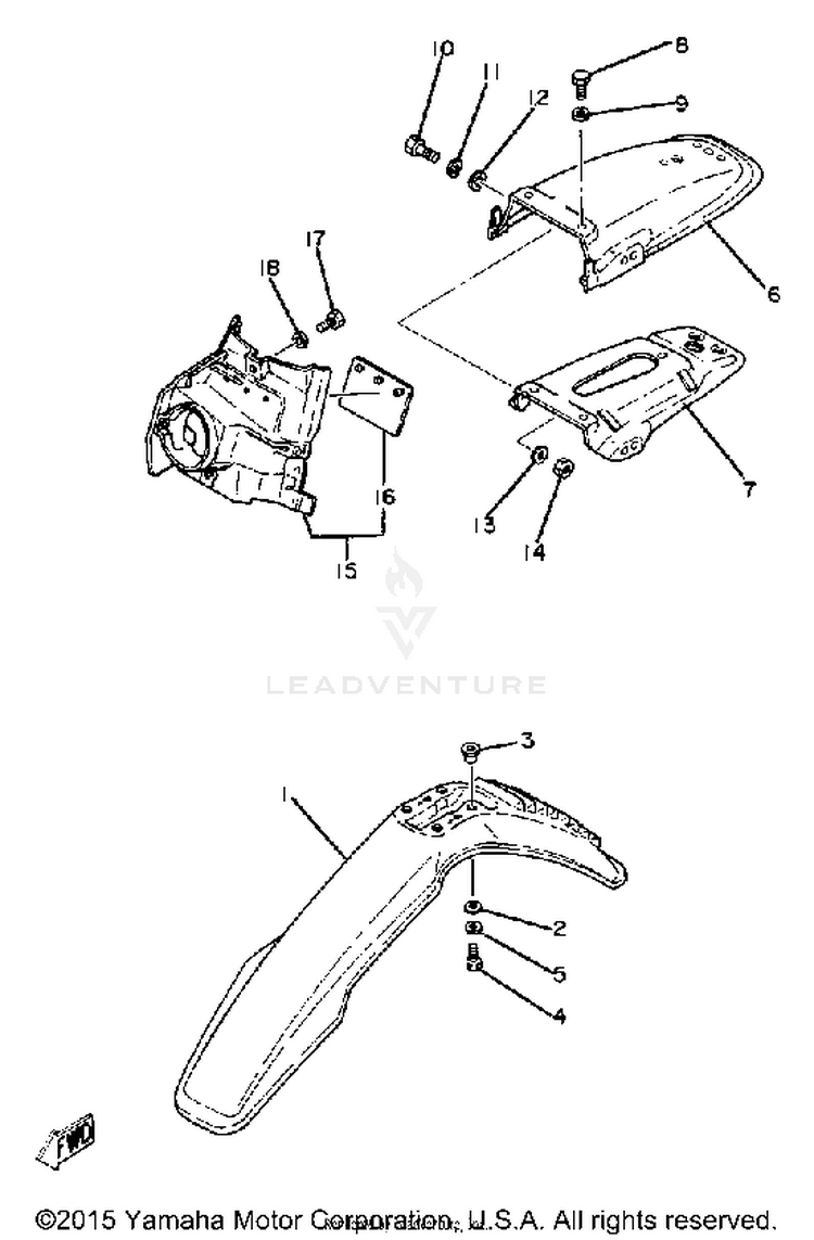 Front Fender Rear Fender XT250H - 1981 Schematic