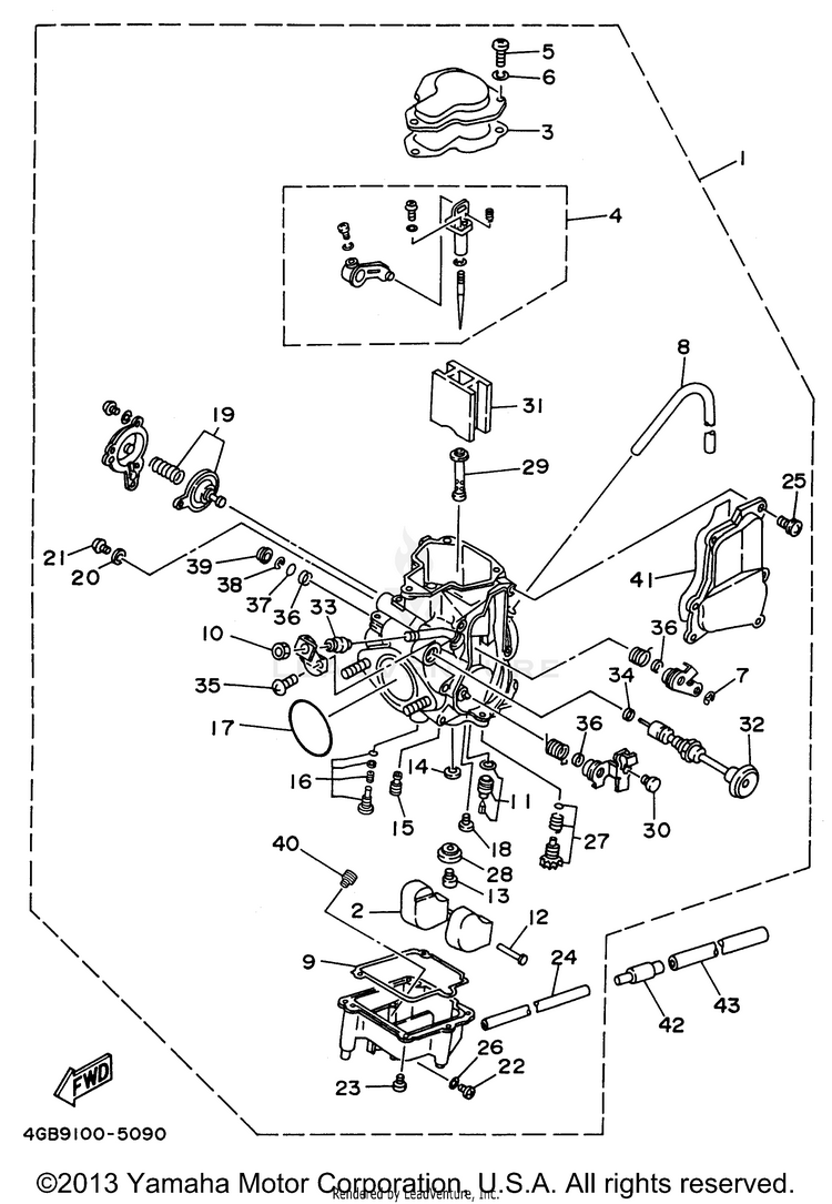 Carburetor BIG BEAR 4WD - YFM350FWH - 1996 Schematic
