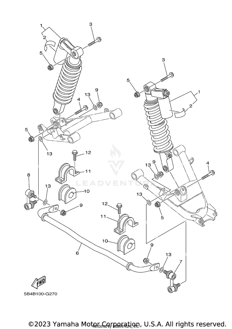 Rear Suspension RHINO 700 FI SPORT E - YXR7FSPY - 2009 Schematic