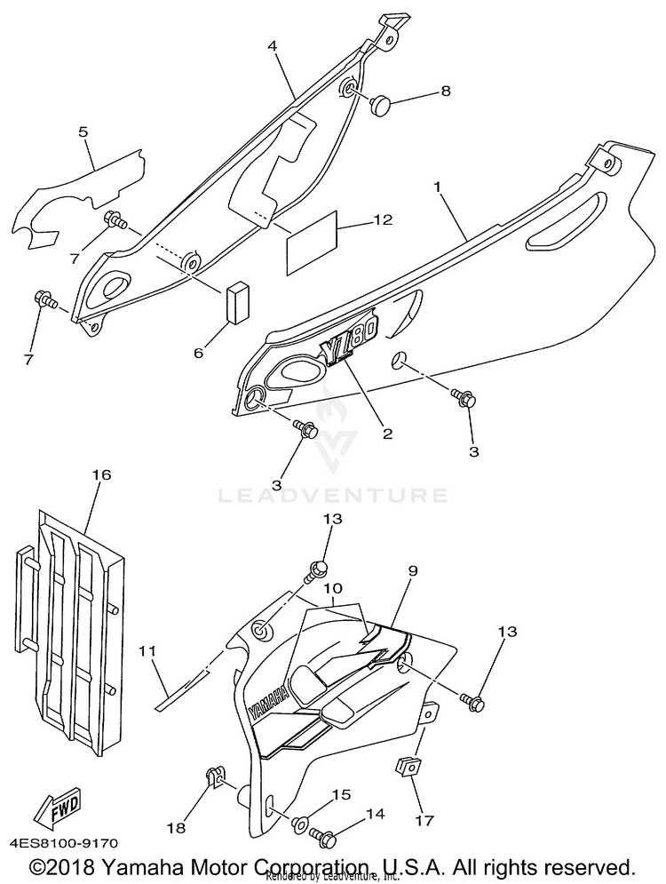 Side Cover YZ80 - YZ80L1 - 1999 Schematic
