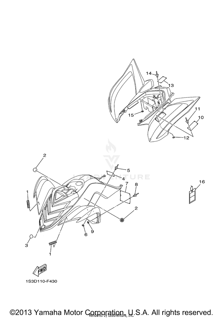 Emblem Label 1 RAPTOR 700 GYTR EDITION - YFM70RYRW - 2007 Schematic