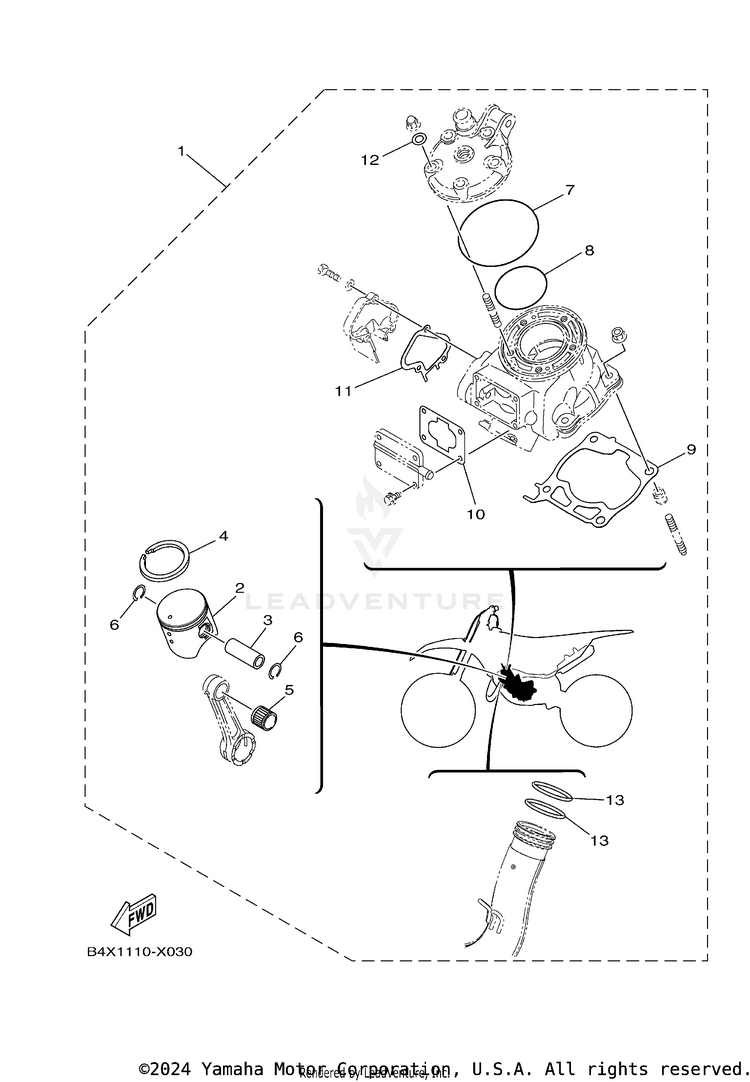 4 Piston Rebuilt Kit Schematic