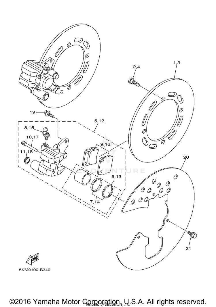 Front Brake Caliper GRIZZLY 660 - YFM66FAT - 2005 Schematic