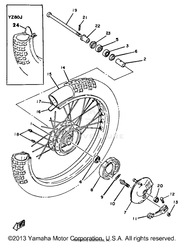 Front Wheel Yz80g H J Schematic