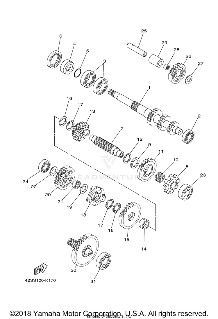 Transmission RHINO 700 HUNTER EDI - YXR7FHB - 2012 Schematic
